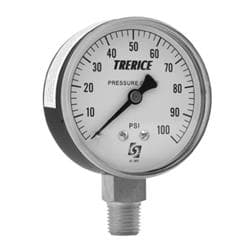 Trerice 800B2502LA30/0 800B Dry Utility Pressure Gauge, 30 in Hg to 0 psi Pressure, 1/4 in MNPT Connection