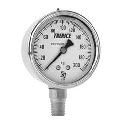 Trerice D82LFB2502LA30/30 2.5 in D82LFB GAUGE 30 in HG VAC-30PSI 1/4 NPT LM BRS