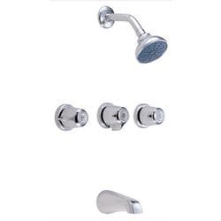Gerber&reg; Classics&trade; G0048030 Three Metal Fluted Handle Threaded Escutcheon Tub & Shower Fitting with IPS/Sweat Connections & Threaded Spout