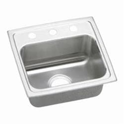 Elkay&reg; LR17162 Lustertone&reg; Classic 17" x 16" x 7-5/8" 2-Hole Single Bowl Drop-in Sink