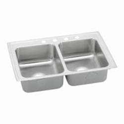 Elkay&reg; LR33214 Lustertone&reg; Classic 33" x 21-1/4" x 7-7/8" 4-Hole Equal Double Bowl Drop-in Sink