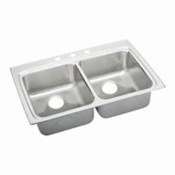 Elkay&reg; LRAD3322603 Lustertone&reg; Classic 33" x 22" x 6" 3-Hole Equal Double Bowl Drop-in ADA Sink