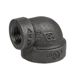 1-1/2 x 1-1/4 in Black Cast Iron 90 Elbow Gs