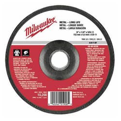 Milwaukee® Tool 49-94-6330 Type 27 Reinforced Grinding Disc, 6 in Dia x 1/4 in THK, 5/8-11 Center Hole, 24 Grit