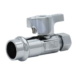 Legend 114-913PNL Straight Stop 1/2 x 3/8 in Lead Free Brass Press x Compression Chrome Plated Ball Valve