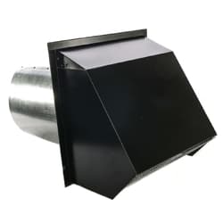 FAMCO WVEB10BK Wall Vent Big Mouth 10 in with Damper, Gasket, Screen & Spring, Black