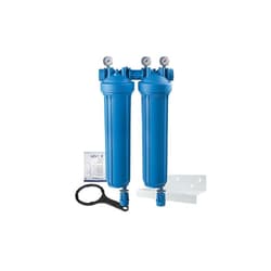 Atlas Filtri® ZC1802746 Duo Whole House Taste, Odor, & Scale Reduction System - Complete Kit - Dp Big Mono - Double 4.5 in x 20 in - Blue Sumps - 1 in NPT