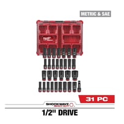 Milwaukee® 49-66-6806 31PC SHOCKWAVE™ Impact Duty Socket 1/2 in Drive Set with PACKOUT™