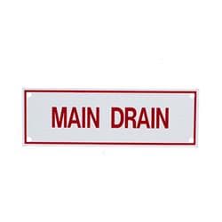 FPPI® 02-086-00 Main Drain Legend Identification Sign, 6 x 2 in