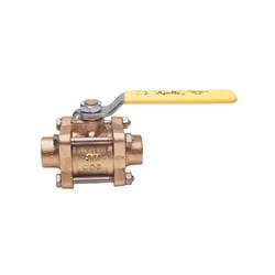 Apollo™ 82208G3 3-Piece Full Port Medical Gas Ball Valve with No Gauge Ports, Locking Handle, Trim Plated, Oxygen Cleaned, 2 in Nominal