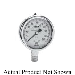 Trerice D83LFSS4002LA300 D80 Industrial Pressure Gauge, 0 to 300 psi Pressure, 1/4 in MNPT Connection, 4 in Dia Dial