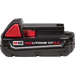 Milwaukee® Tool 48-11-1820 M18™ REDLITHIUM™ Compact Rechargeable Cordless Battery Pack, 2 Ah Lithium-Ion Battery, 18 VDC Charge