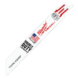 Milwaukee® Tool 48-00-5186 SAWZALL® Double Duty Straight Back Thin Kerf Reciprocating Saw Blade, 6 in L x 3/4 in W, 24 TPI, Bi-Metal Body