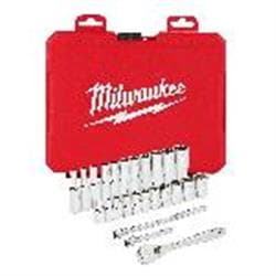 Milwaukee® Tool 48-22-9404 Ratchet and Socket Set, Case Tool Storage, 4 deg Arc Swing, 1/4 in Drive, 26 Pieces, Steel