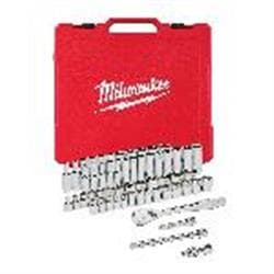 Milwaukee® Tool 48-22-9008 Ratchet and Socket Set, Case Tool Storage, 4 deg Arc Swing, 1/2 in Drive, 56 Pieces, Steel