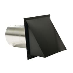 FAMCO DWV8BKST Hooded Wall Vent 8 in with Damper with 1.5 in Long Tube, Black