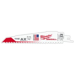 Milwaukee® Tool 48-00-5021 6 in 5 TPI AX™ SAWZALL® Blade for Wood with Nails (5 Pack), 6 in L x 1 in W, 5, Bi-Metal Body